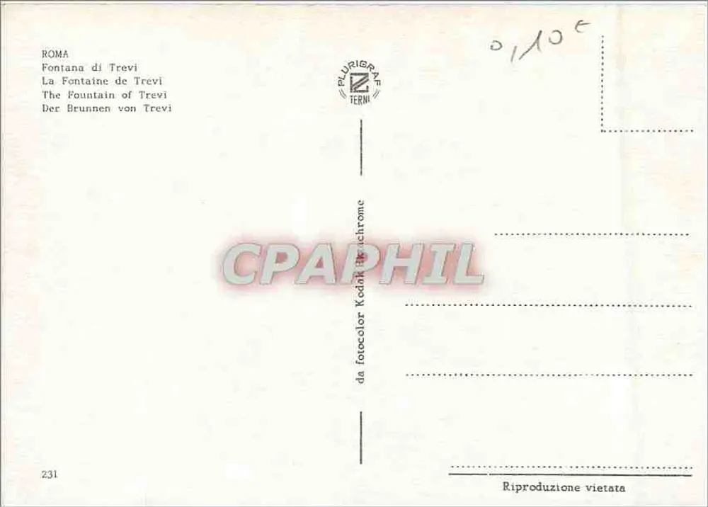 Fonte de Trevi — Roma — editor Plurigrane, n° 231 - Verso