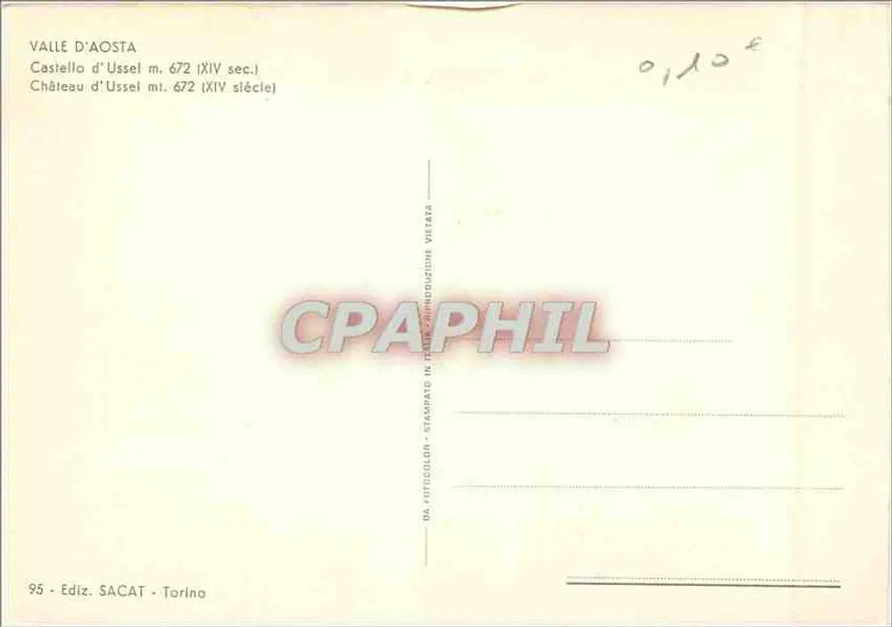 Castelo de Ussel — montanha, ruínas medievais — Édition SACAT, Torino, n°95 - Verso