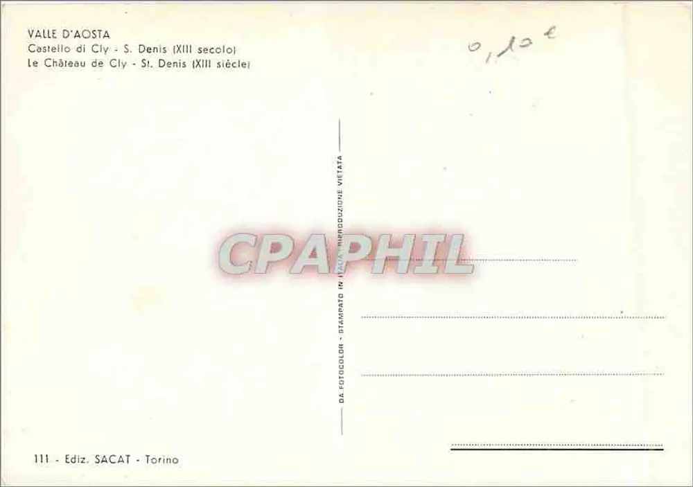 Château de Cly - Saint-Denis — XIIIe siècle — Édition SACAT, Torino, n° 111 - Verso