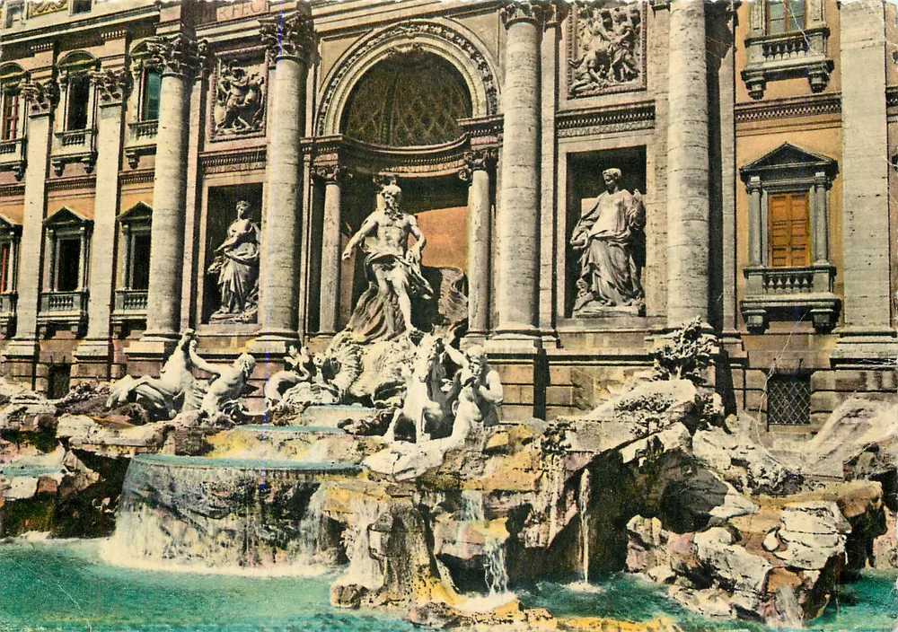 Fontana di Trevi — dettaglio — Stia Grafica a colori, n° 90 - Recto