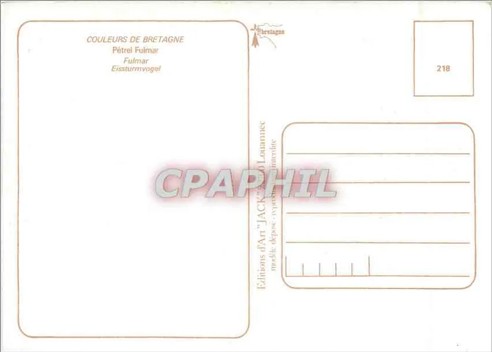 Bretanha — Fulmar — Edições de Arte 'Jack' n°218 - Verso