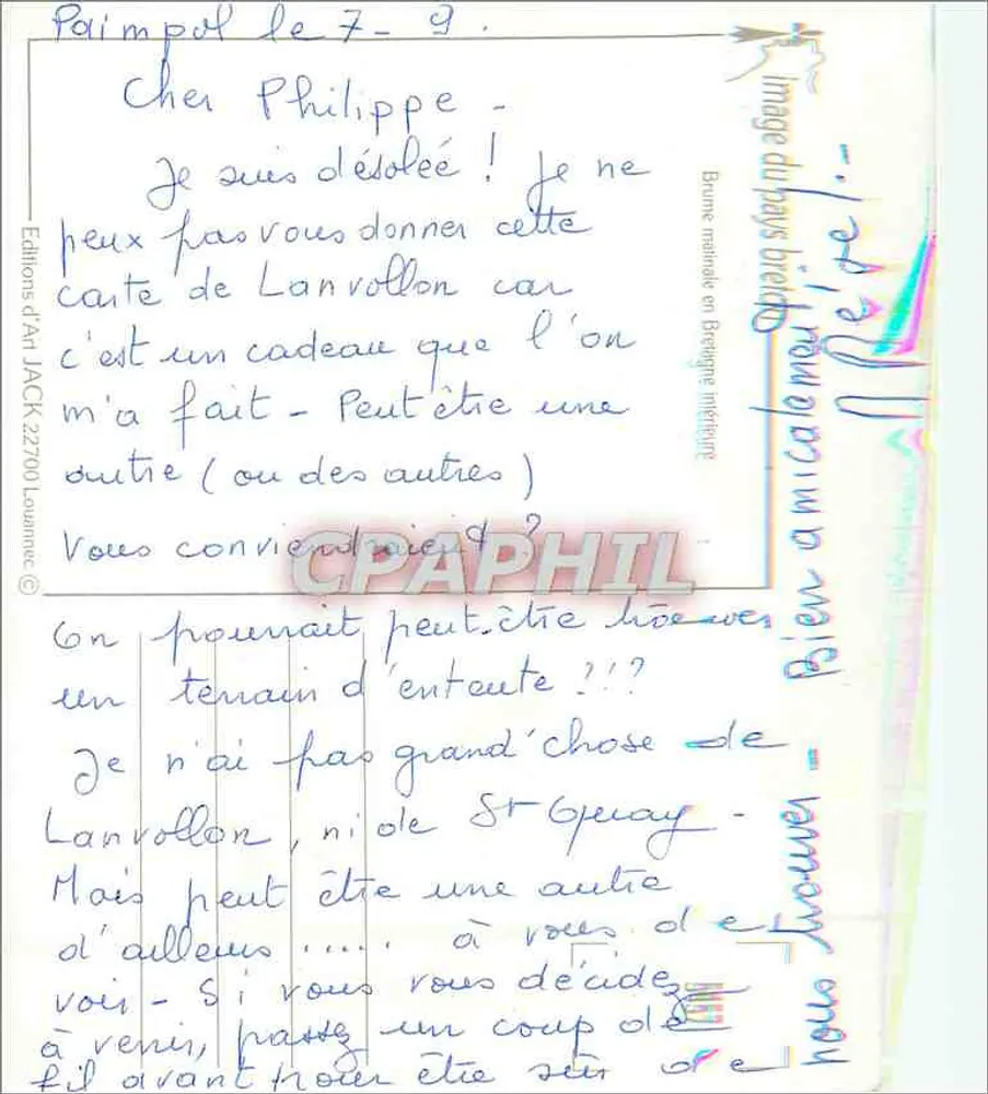 Lanvollon — Bretagne — Éditions d'Art JACK 22700 Laumière - Verso
