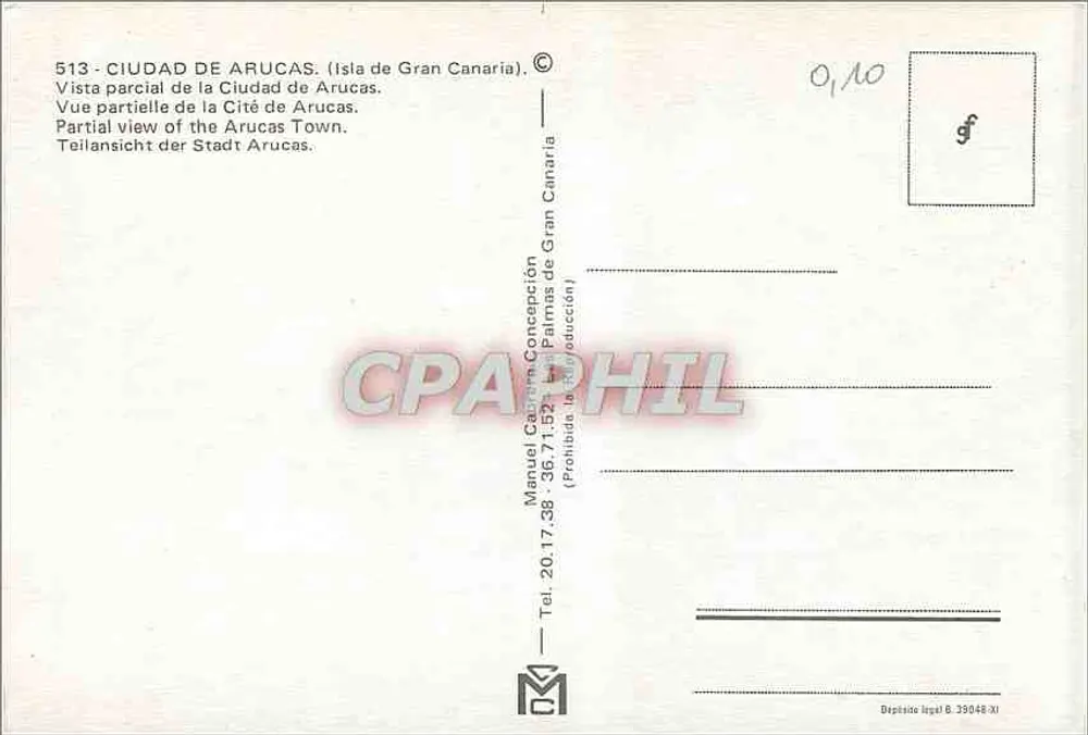 Aruacas — Teilansicht der Stadt — Manuel Castro Concepión, n° 513 - Rückseite