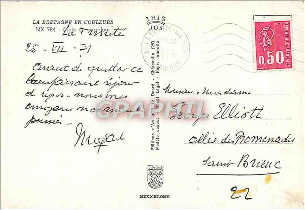 Croce di Châteaulin — Bretagna — Edizioni d'Arte Jos. La Dauré - Verso