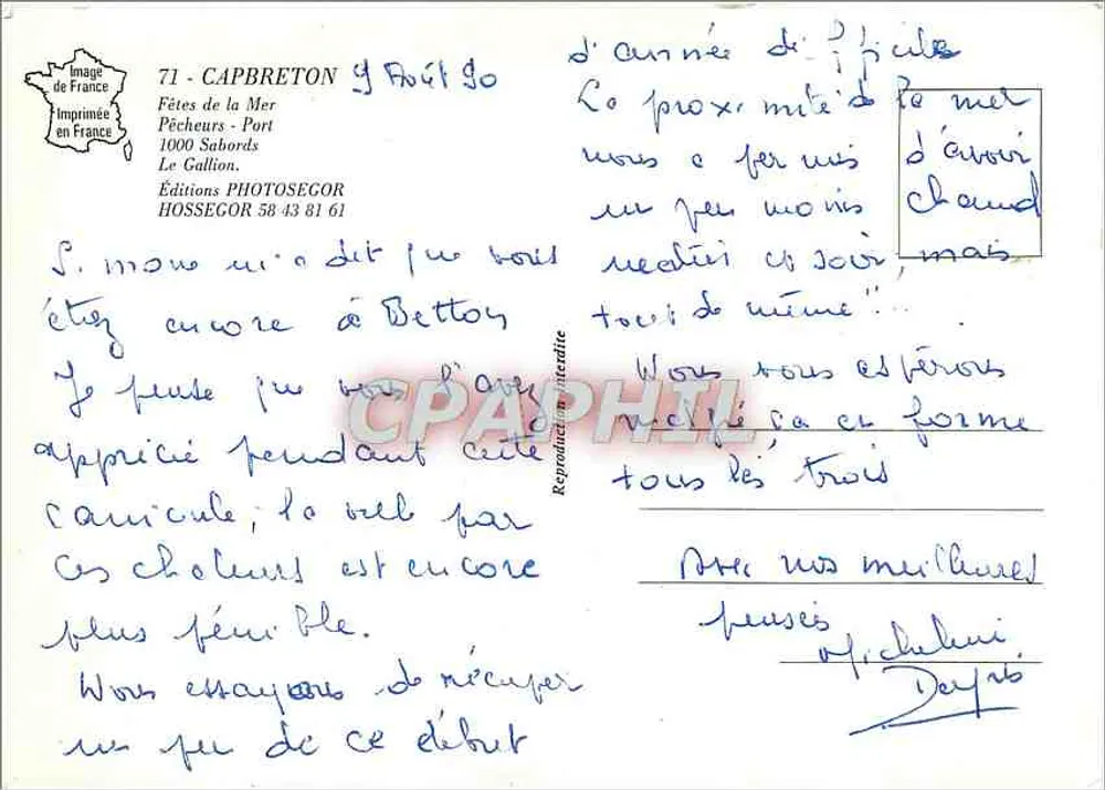 Capbreton — Porto de pesca e veleiros — Edições PHOTOSEGOR - Verso