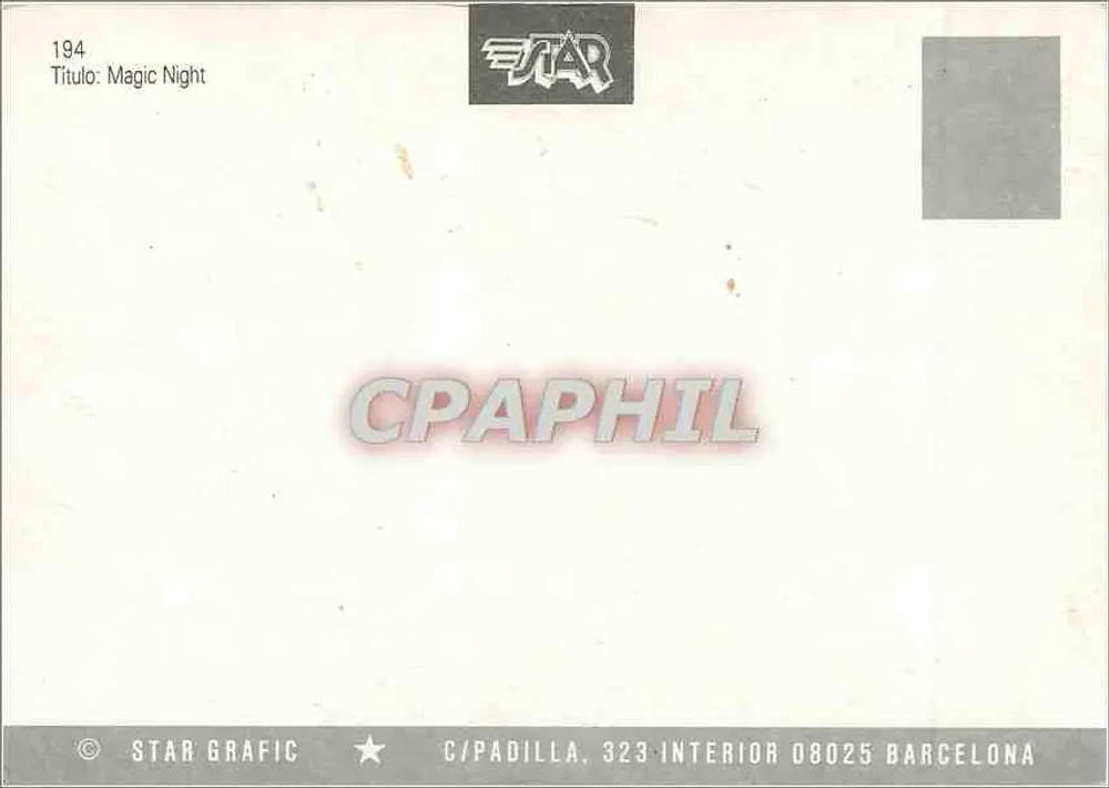 Noite Mágica — cena noturna em um navio — STAR GRAFIC n°194 - Verso
