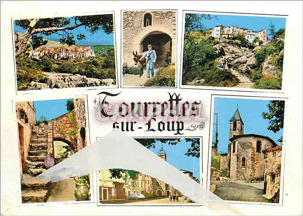 Tourette-sur-Loup — vue panoramique et édifice religieux — Éditions Photoguy, D 572 - Frente