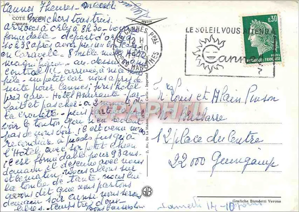 Cannes — Souvenir — Éditeur impr. Carlo - Verso