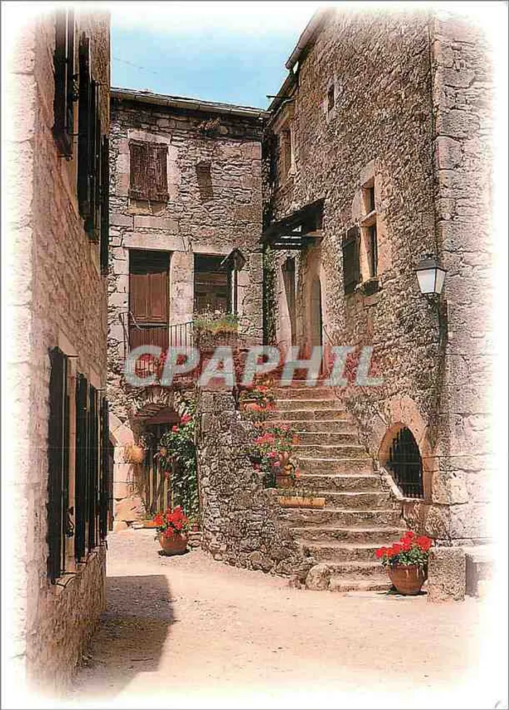 Rua pavimentada e escada de pedra — aldeia provençal — Images du Midi, n° 01 12 - Frente