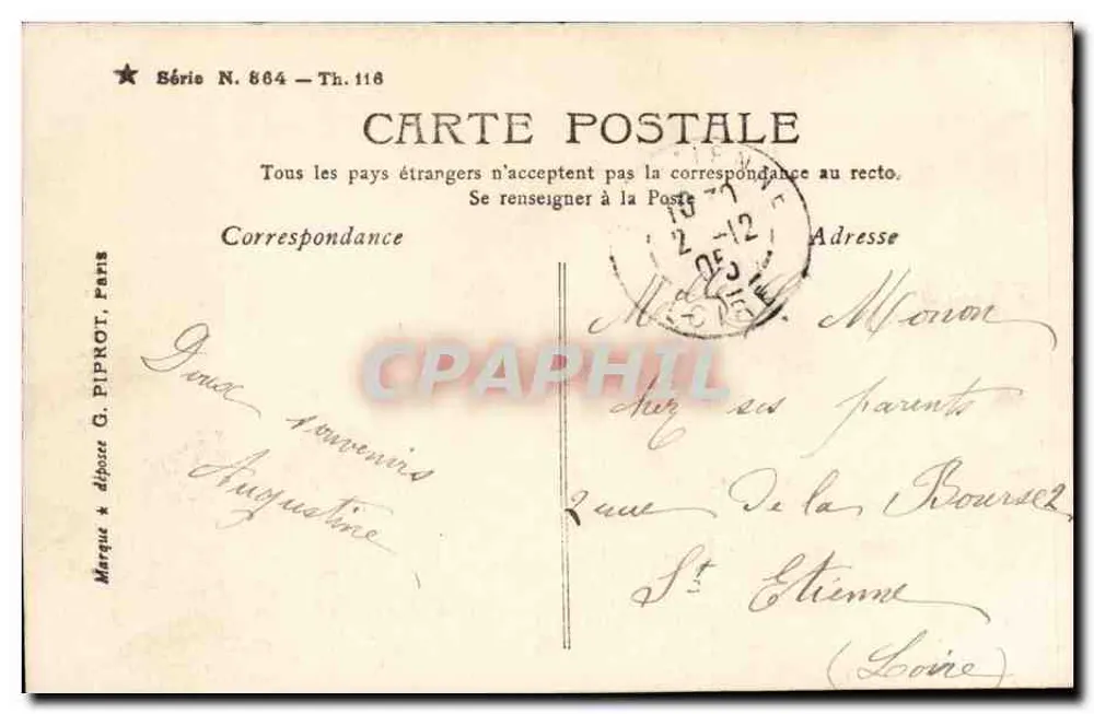Miss Robinson — Portrait en couleur avec roses — Sazerac Paris - Verso
