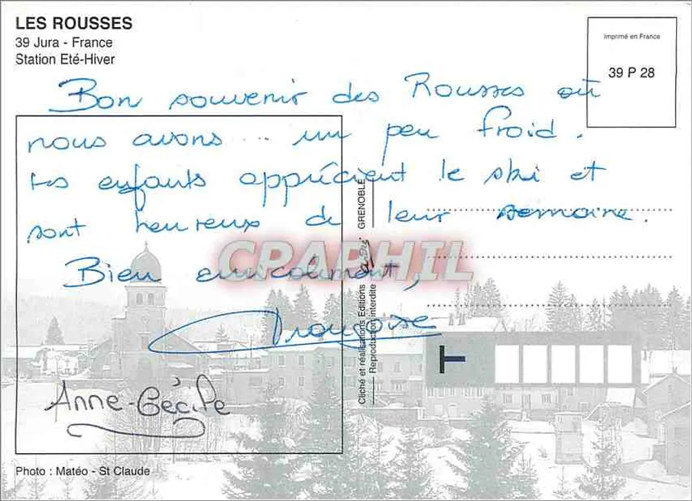Les Rousses — Jura — Verlag Grenoble - Rückseite