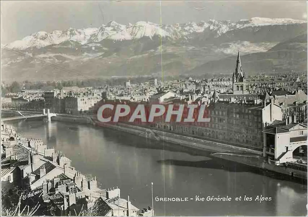 Grenoble - Vista Geral e os Alpes — Foto Oddoux, editada por E. Fousset, Grenoble - Frente