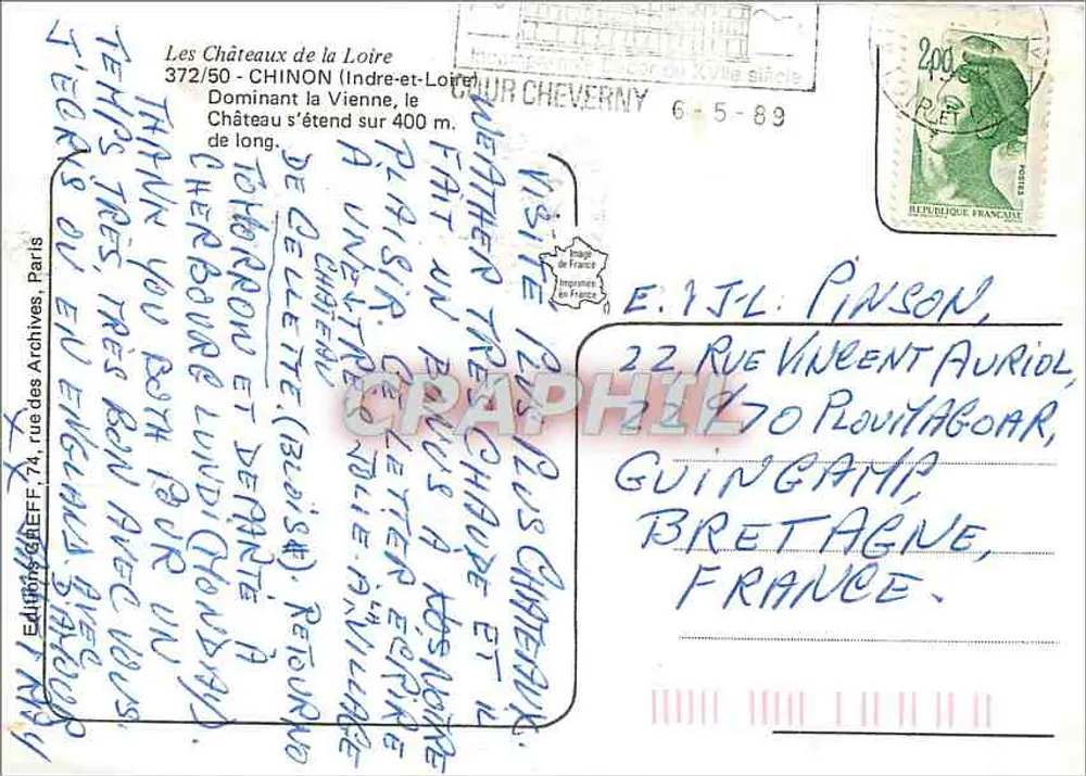 Schloss Chinon — Die Schlösser der Loire — Greff Editions - Rückseite
