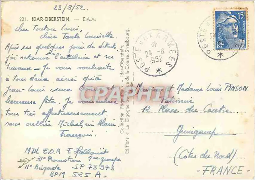 Canon d'artillerie — Camp militaire — Éditeur La Rizonné, n° 231 - Verso