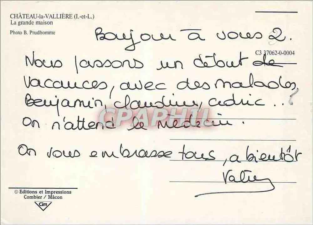 Château-la-Vallière — Vue du château — Éditions et Impressions Combier / Mâcon - Verso