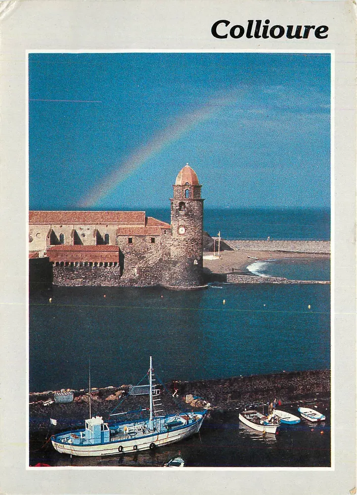 Collioure — Vista da velha igreja com um arco-íris — Edições e Impressões Combier / Maçon - Frente