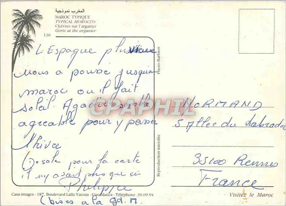 ऊंट पेड़ पर — मोरक्को के प्रतीक — Casa-images, संख्या 150 - पीछे