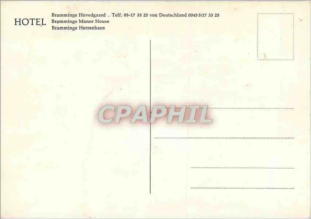 Bramminge Hovedgaard — Hotel — editor desconhecido, número de série não visível - Verso