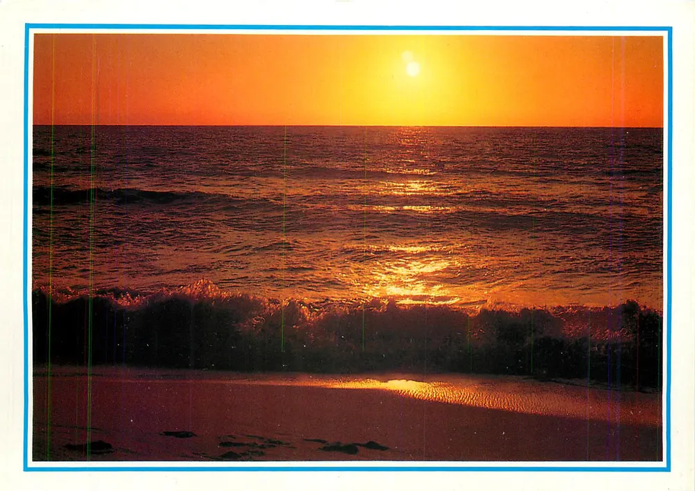 Pôr do sol sobre o oceano — Bilhete postal antigo da série R 33 — editor ARTAUD Frères - Frente