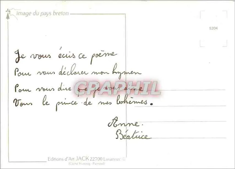 Bretagne — Rochos e mar agitado — Editions d'Art JACK - Verso