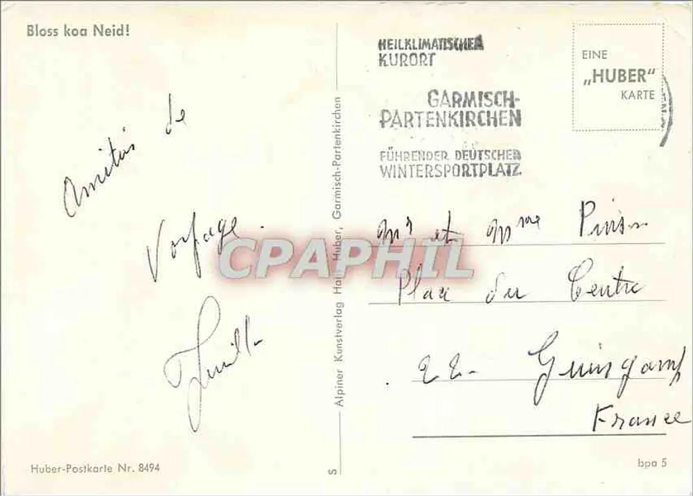 Dois crianças em traje tradicional — Alpes — Huber-Postkarte Nr. 8494 - Verso