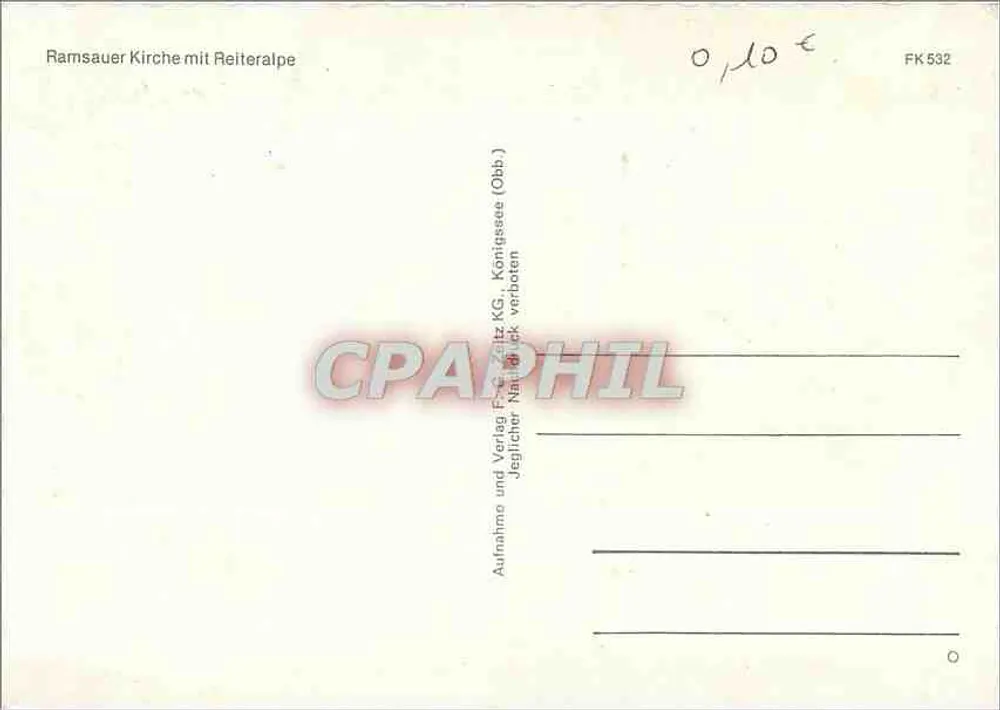Igreja de Ramsauer com Reiteralpe — Ramsau am Dachstein, Áustria — FK 532 - Verso