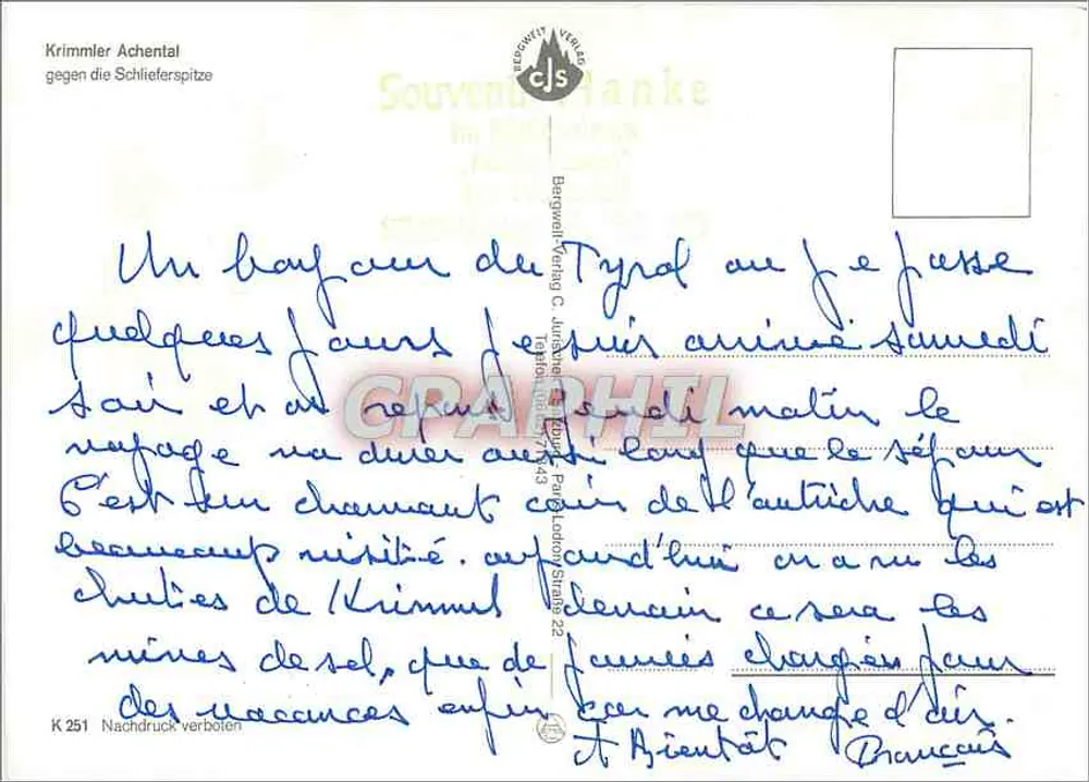Krimmler Achenental — face à la Schlierf Spitze — Bergwelt Verlag C. Jungsamer - Verso