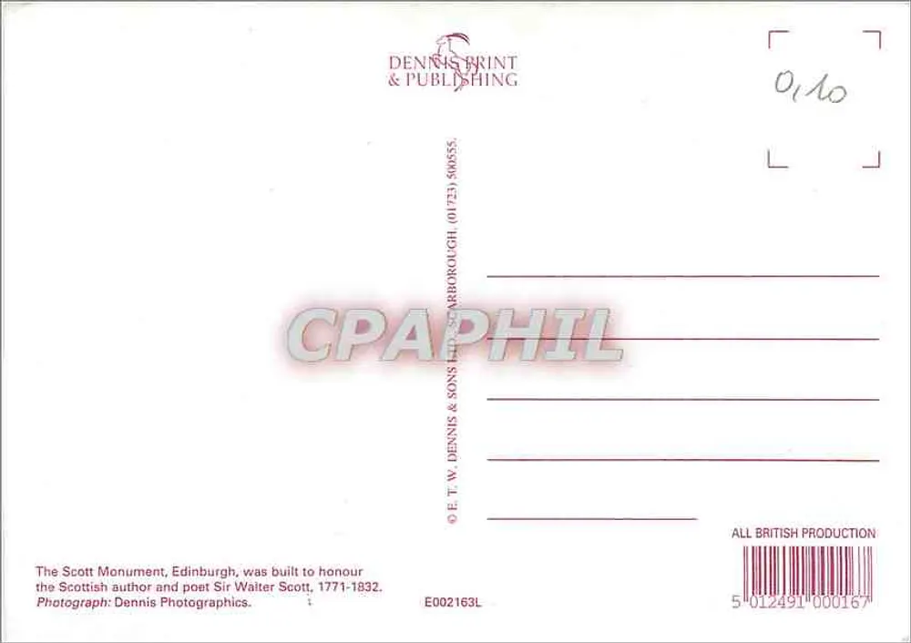 O Monumento Scott — Editora Dennis & Publishing, n° 0110 - Verso