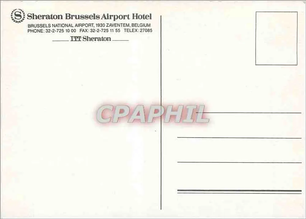 Sheraton Brussels Airport Hotel — Aeroporto de Bruxelas-Nacional, Bélgica — ITT Sheraton - Verso