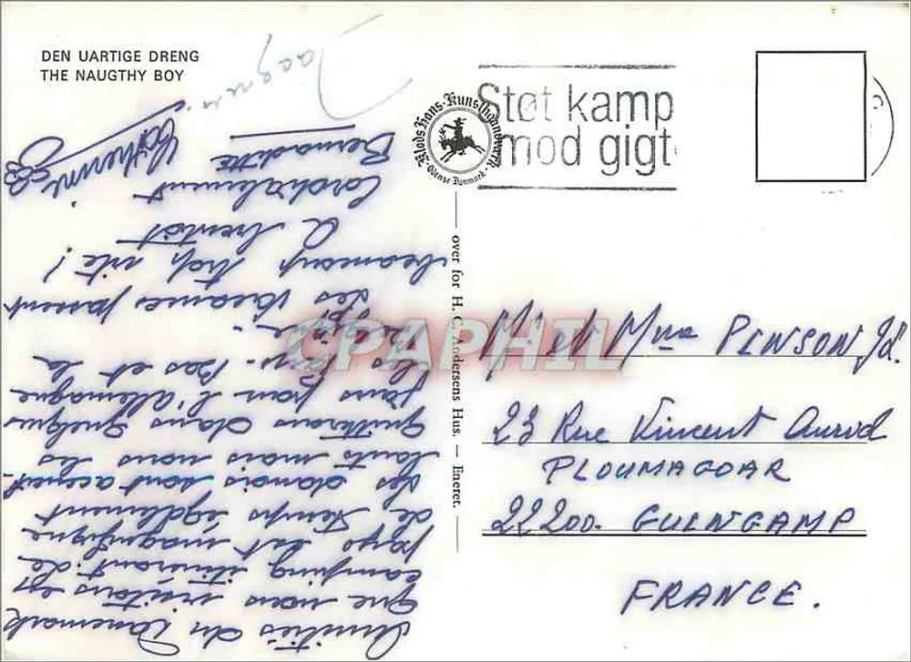 Silhueta de um adulto e de uma criança — Else Hasselriis 1946 — Editor não visível - Verso