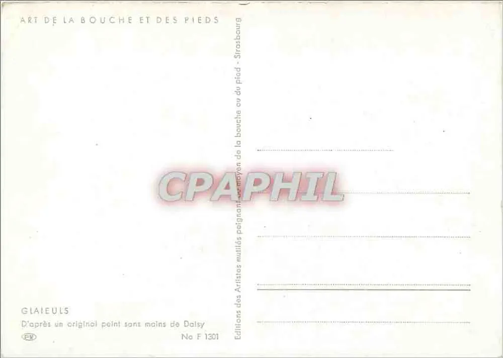 Bouquet van bloemen — Gladiolen — Éditions des Artistes, Nr F 1301 - Achterkant