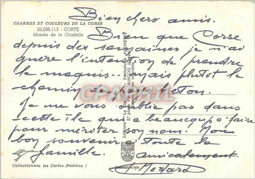 Montée de la Citadelle — Corte — Éditions La Bigorne - Verso