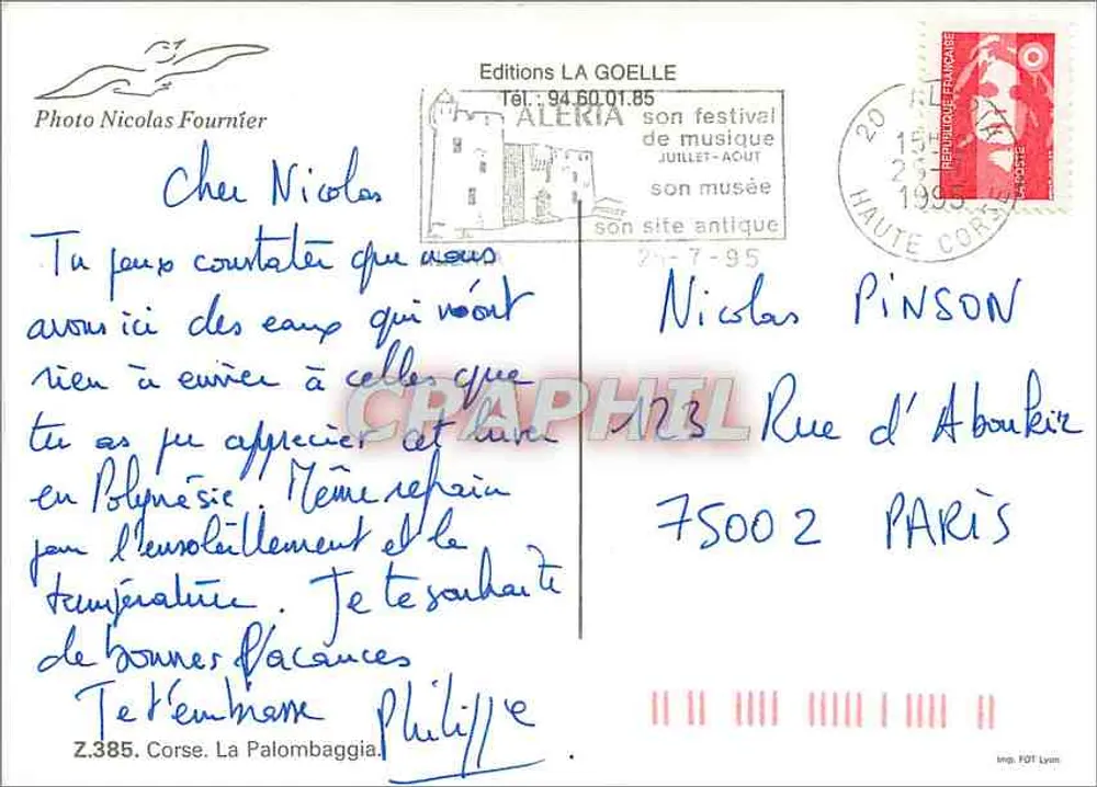 Praia da Palombaggia — Córsega — Edições LA GOELLE - Verso