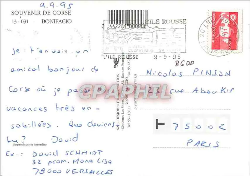 Bonifacio — vista aérea — S.M.R. Desjoubert Edição, n°13-031 - Verso