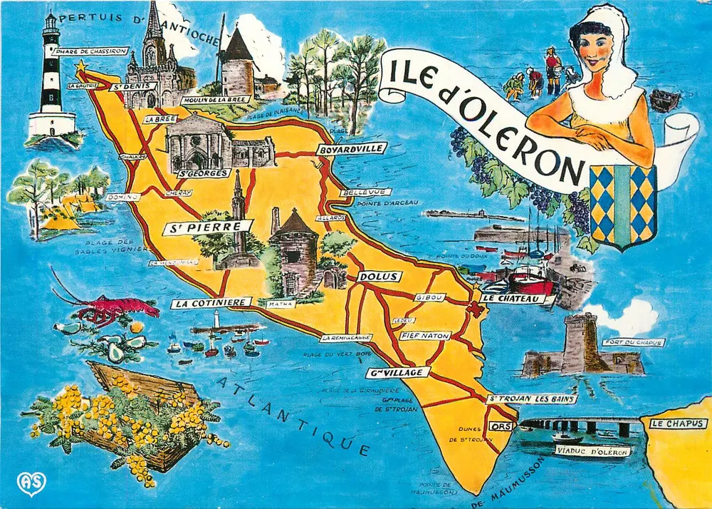 Ilha de Oléron — carta postal ilustrada — Artaud Frères, Nantes - Frente