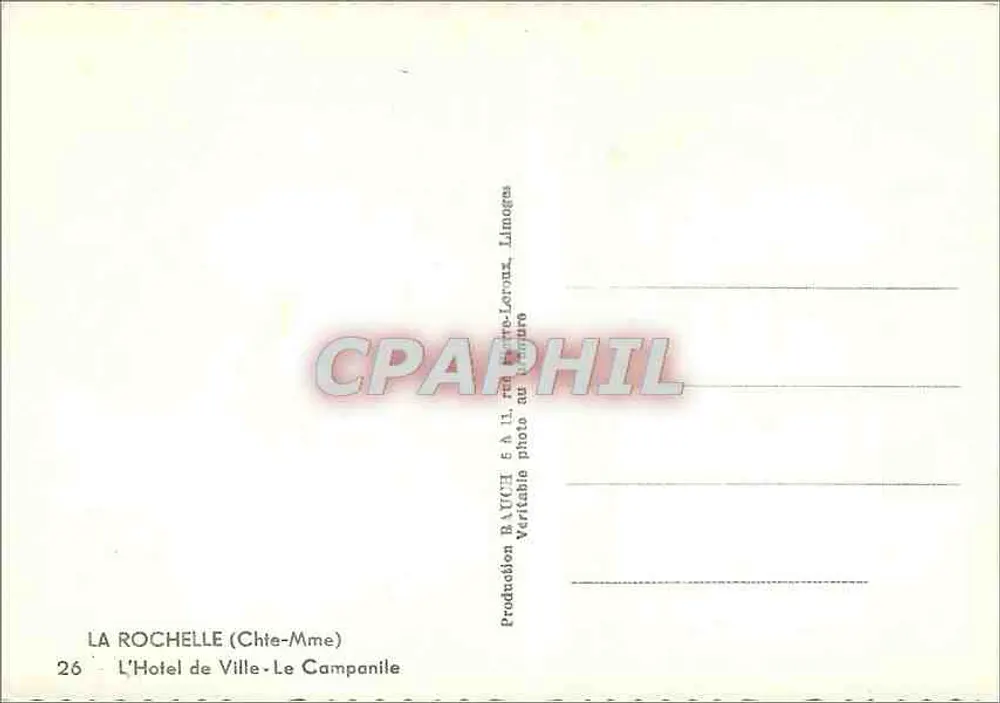 La Rochelle — Das Rathaus — Der Glockenturm — Verlag Erel - Rückseite