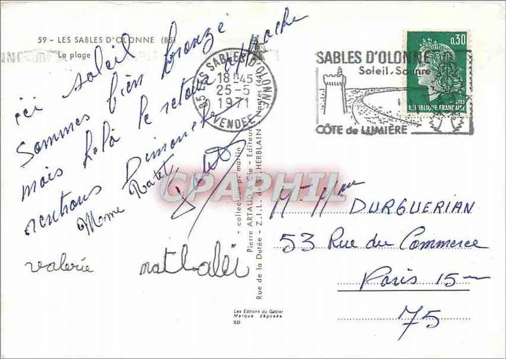 Les Sables d'Olonne — A praia — Edições Martin - Verso