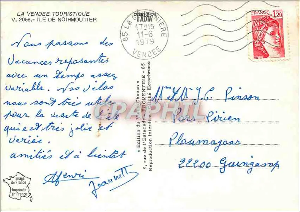 Ilha de Noirmoutier — vista panorâmica — Edição do Vieux-Chouan, n° V.2056 - Verso