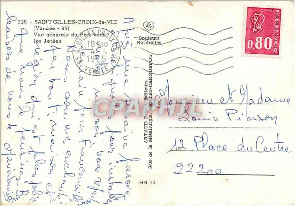 Saint-Gilles-Croix-de-Vie — Allgemeine Ansicht des Hafens in Richtung der Molen — Artaud Frères, HN 33 - Rückseite