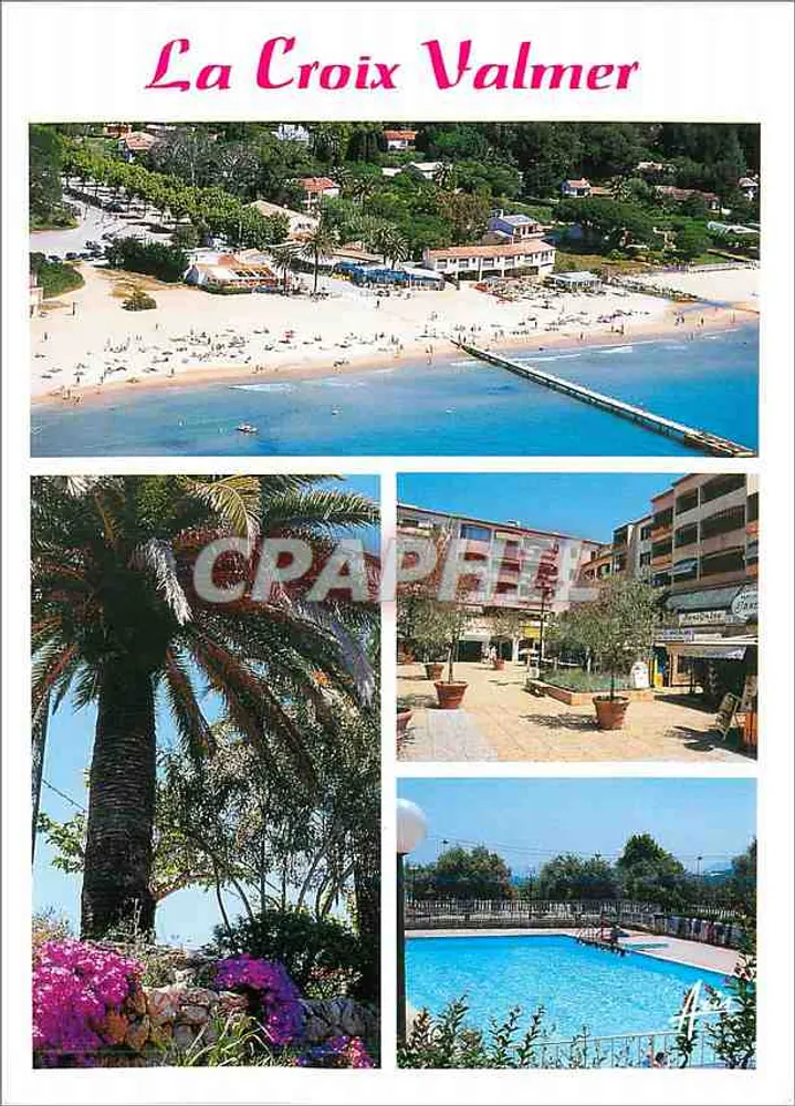 La Croix Valmer — vista aérea, praia, palmeira, piscina — Les Editions Ari - Frente