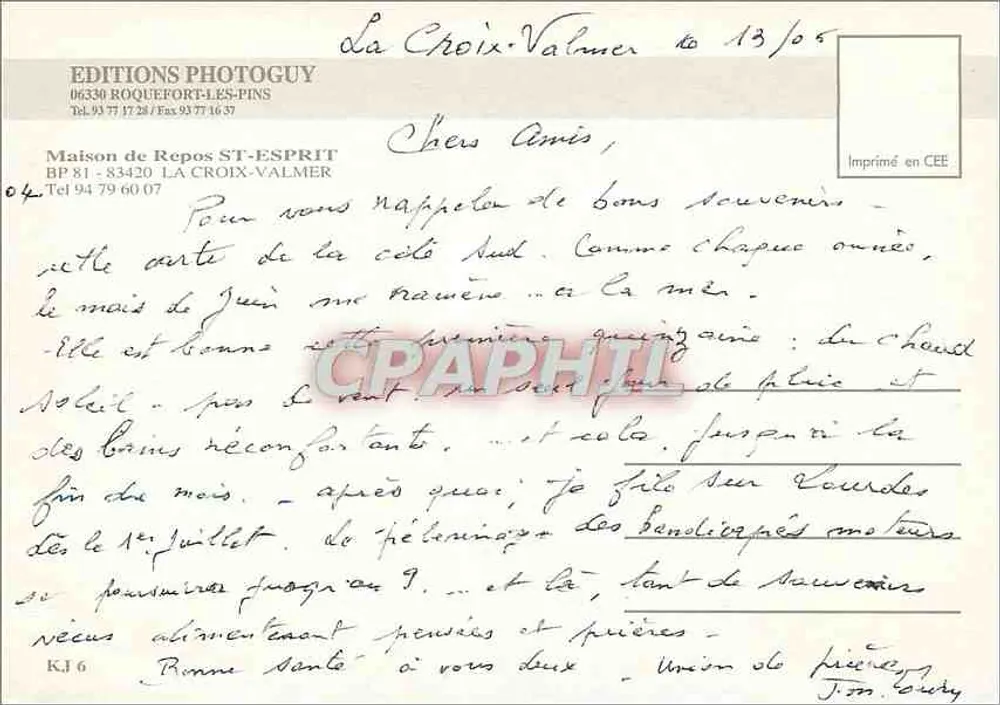 Casa de Repouso St-Esprit — La Croix-Valmer — Edições Photoguy - Verso