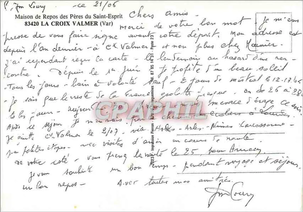 Maison de Repos des Pères du Saint-Esprit — La Croix Valmer (Var) — Imprimerie Petron - Verso