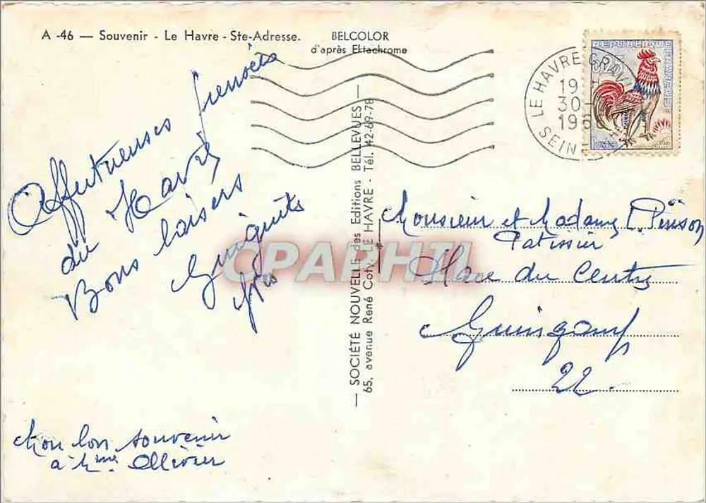 Le Havre — Lembrete — Edições Belcolor - Verso