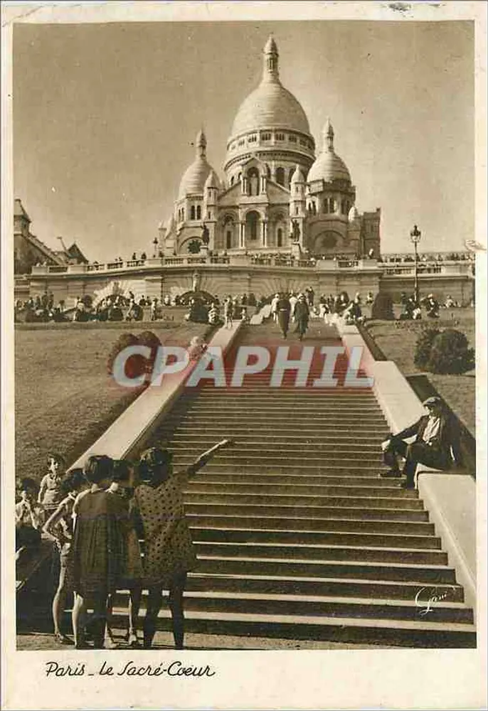 Paris - a Basílica do Sacré-Cœur — vista das escadas — Photovelours - Frente