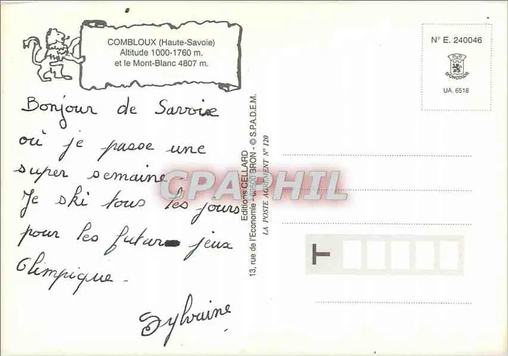 Combloux — schneebedeckte Berglandschaft — Éditions Cellard - Rückseite