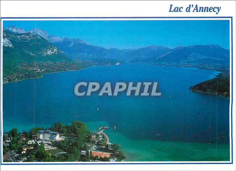 Lac d'Annecy — vue aérienne — Éditions Rossat-Mignod, n° 1404 - Recto