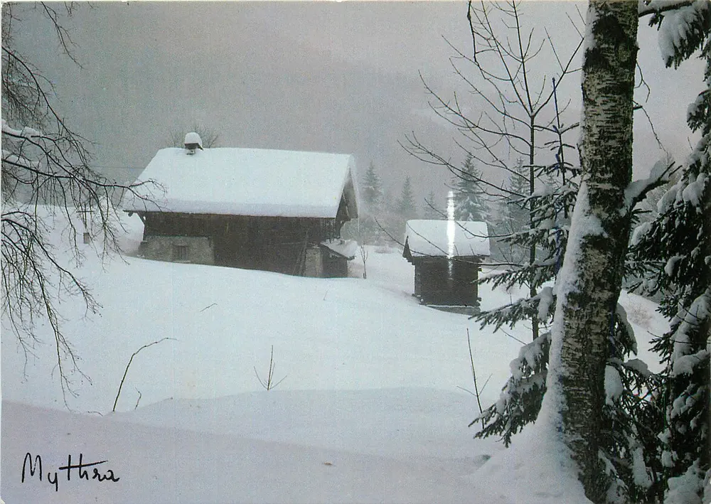 Mythra — Paisagem invernal nevada — edição Mythra, b.p. 87 74700 Sallanches - Frente