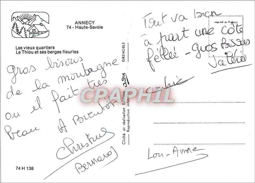 Annecy — Die alten Viertel Le Thiou und seine blühenden Ufer — Grenoble - Rückseite