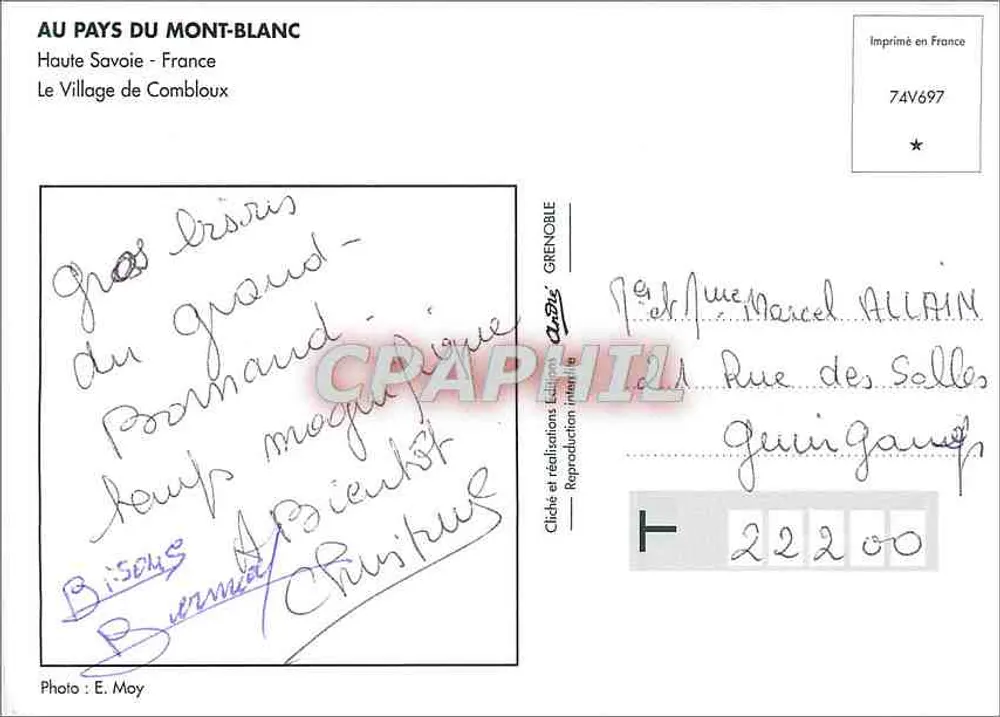 Mont-Blanc — Schneereicher Panoramablick — Foto & Realisationen Éditions Grenoble, n° 74V697 - Rückseite