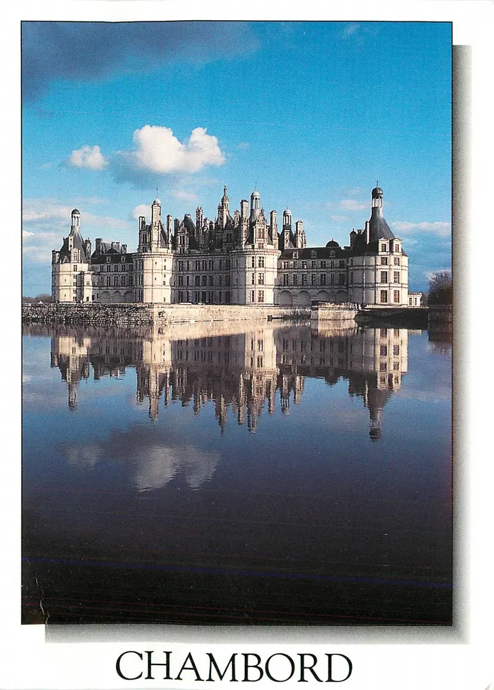 Castelo de Chambord — Reflexo no Cosson — M.G.E. - Frente